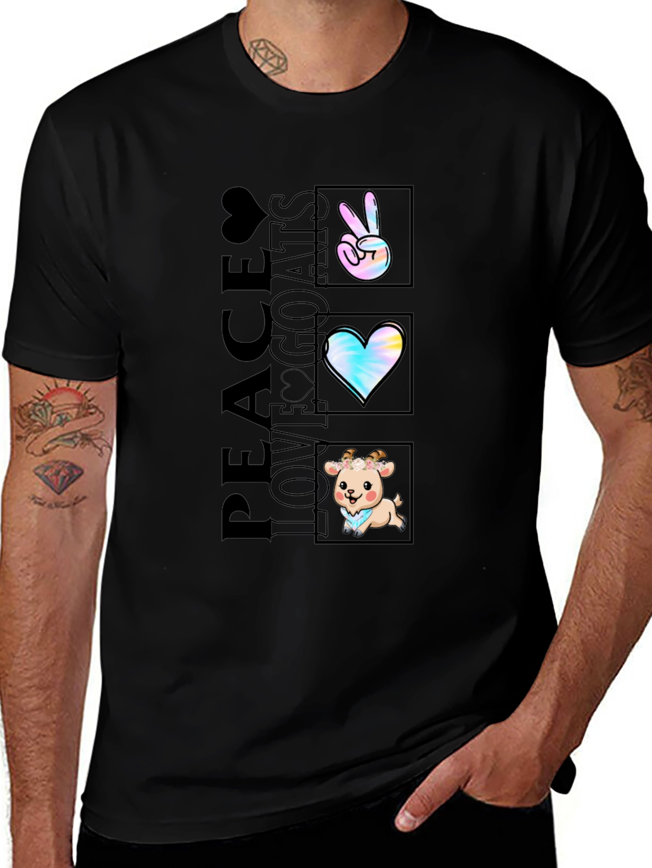 Variant 5 of Peace Love Goats Graphic Tee