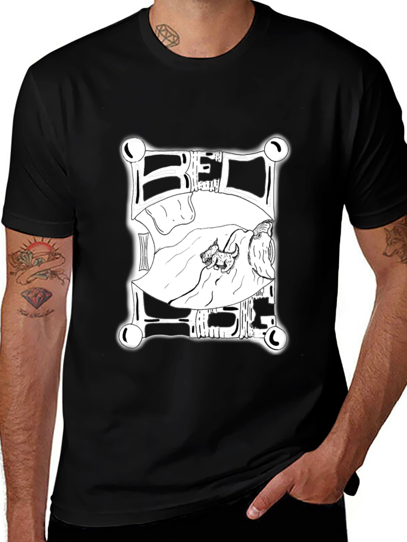 Variant 9 of Dog in Bed Graphic T-Shirt - Black