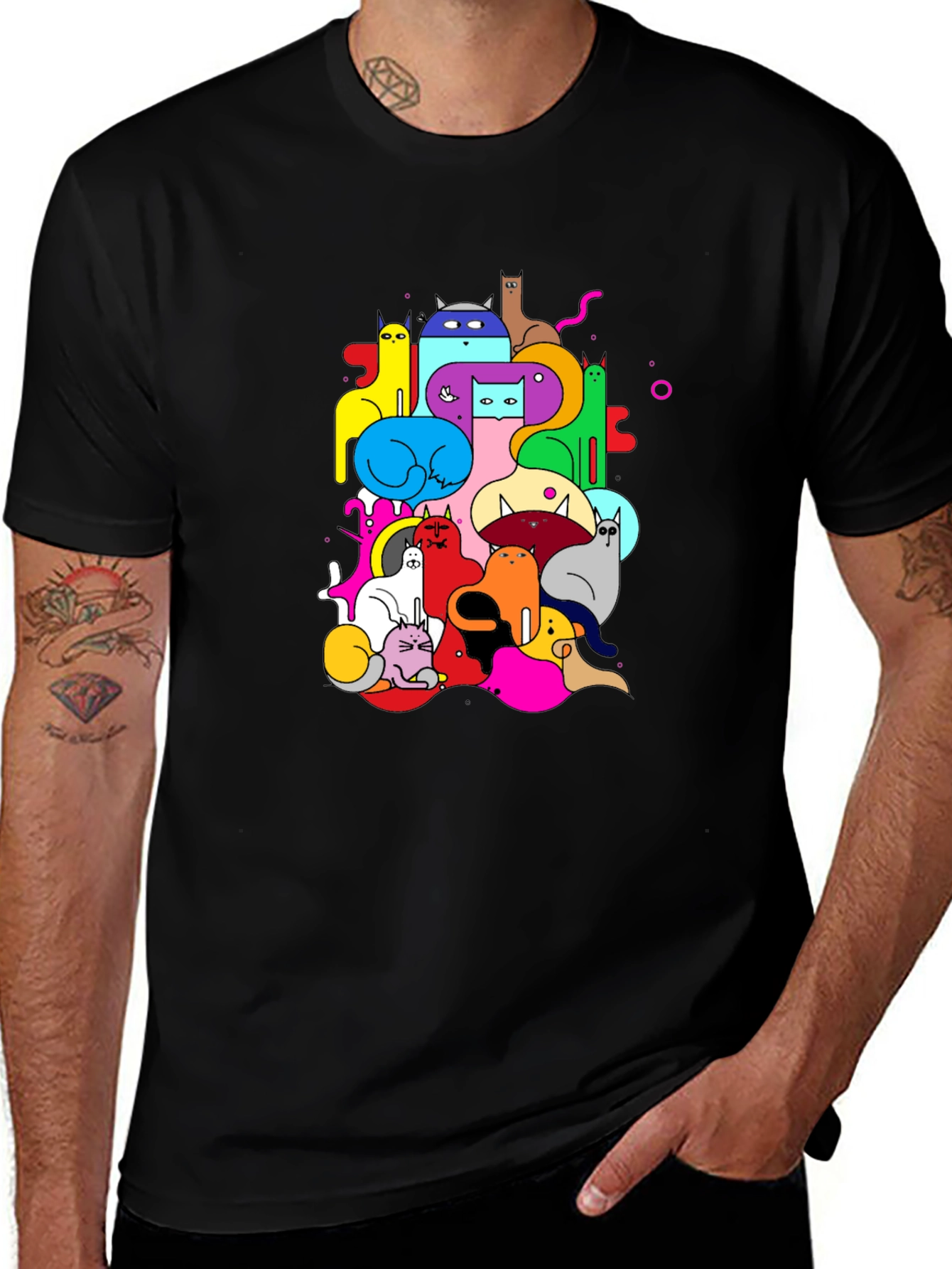 Variant 3 of Colorful Cats Graphic Tee