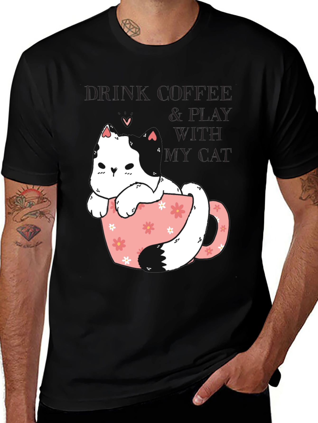Variant 29 of Drink Coffee & Play With My Cat Graphic Tee