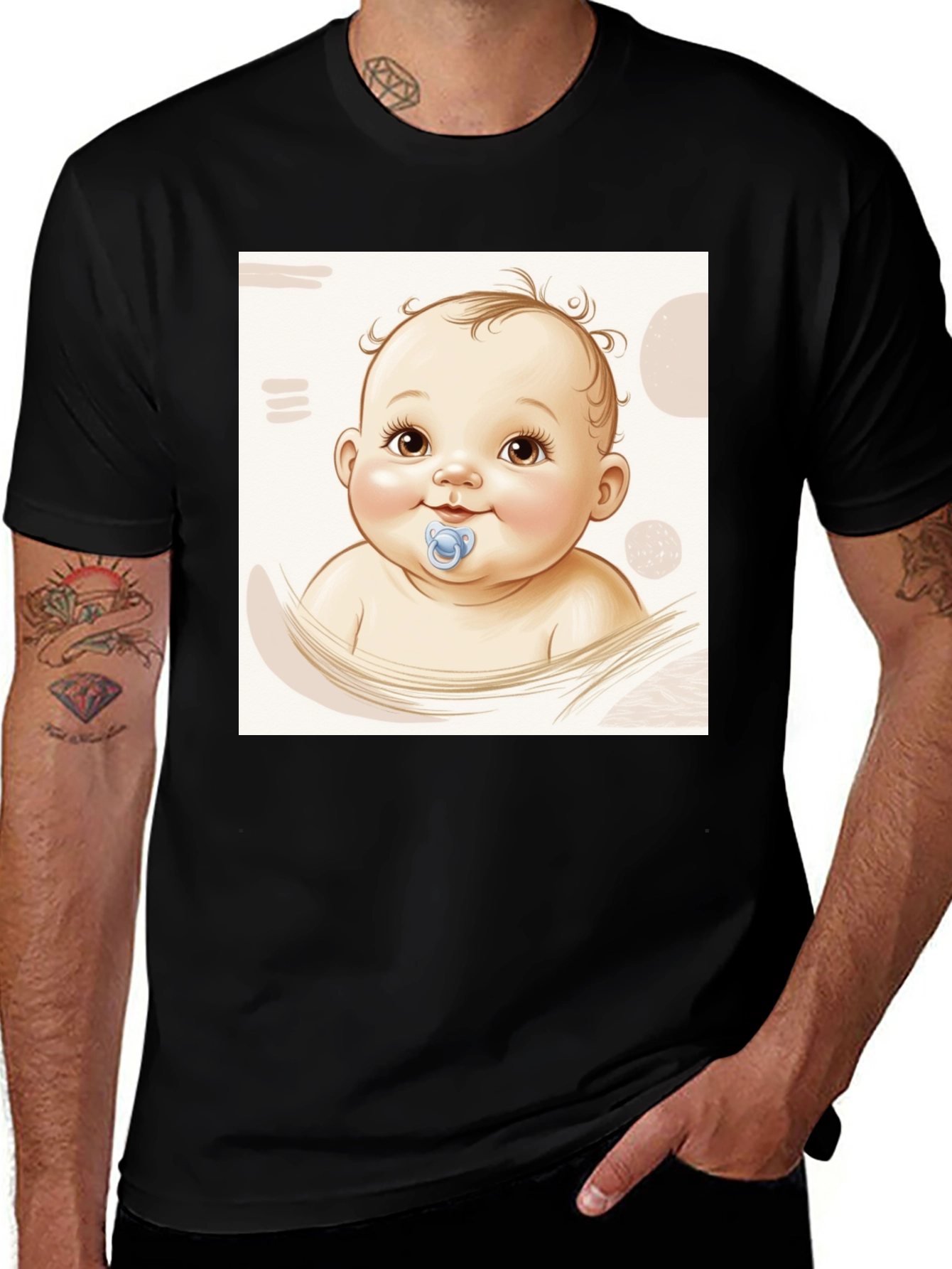 Variant 27 of Cute Baby Graphic Tee - Black Cotton Blend