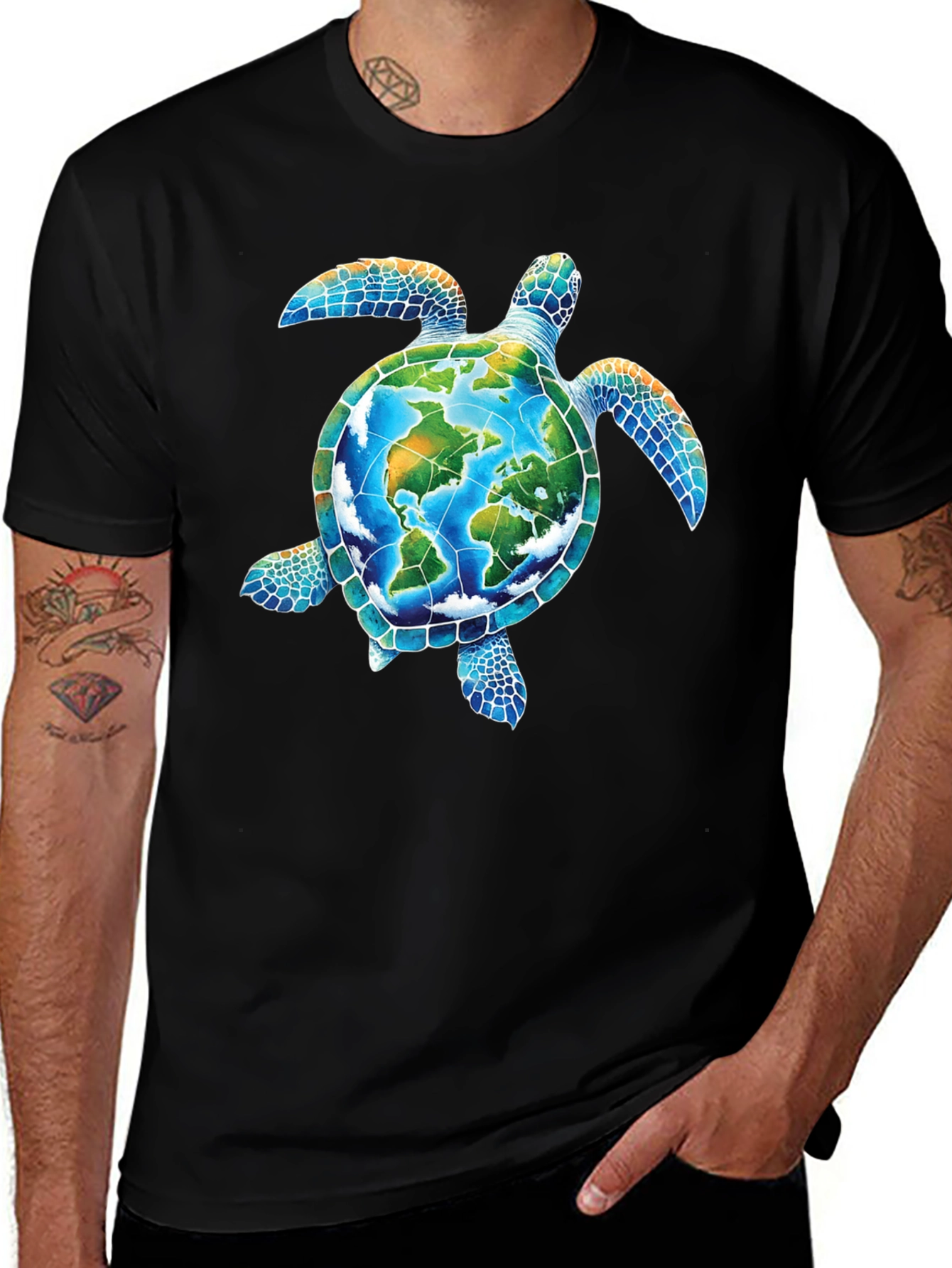 Variant 7 of Earth Turtle Graphic Tee - Save the Planet T-Shirt