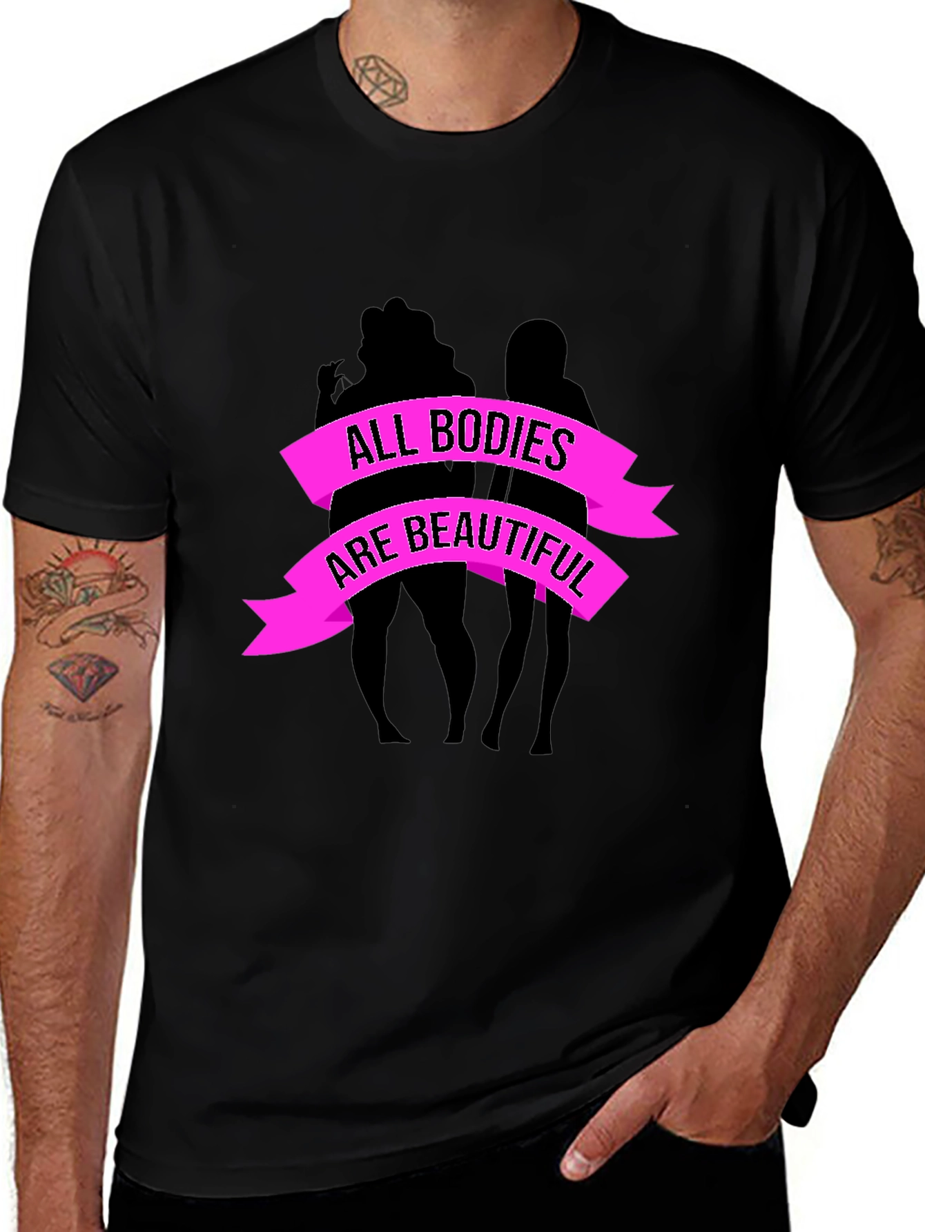 Variant 18 of All Bodies Are Beautiful Graphic Tee - Black