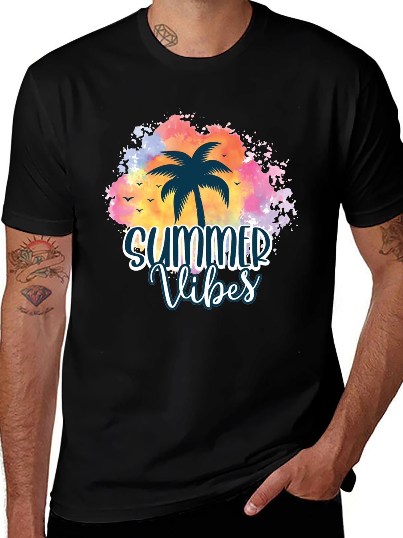 Variant 4 of Summer Vibes Graphic Tee - Tropical Palm Tree Design