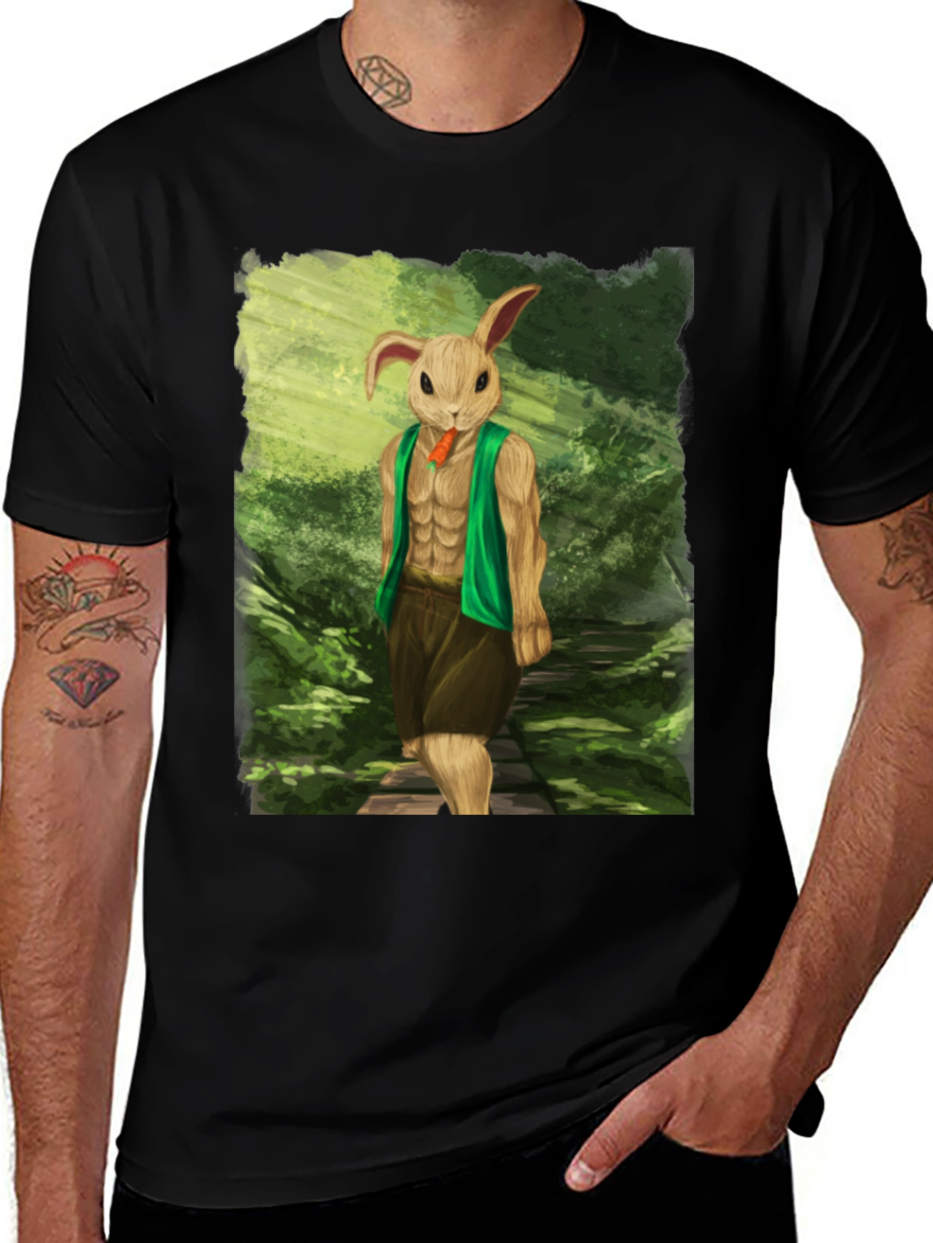 Rabbit Man Graphic Tee - Funny Easter Novelty Shirt