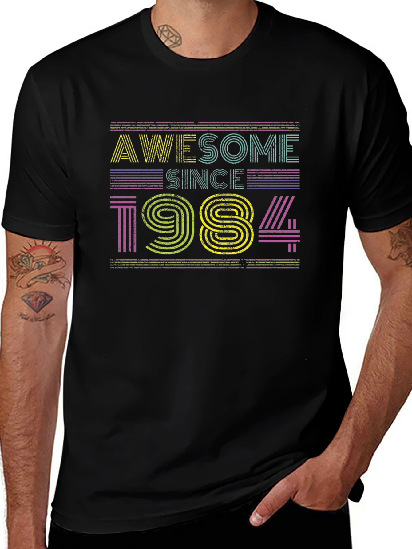 Awesome Since 1984 Black Graphic T-Shirt
