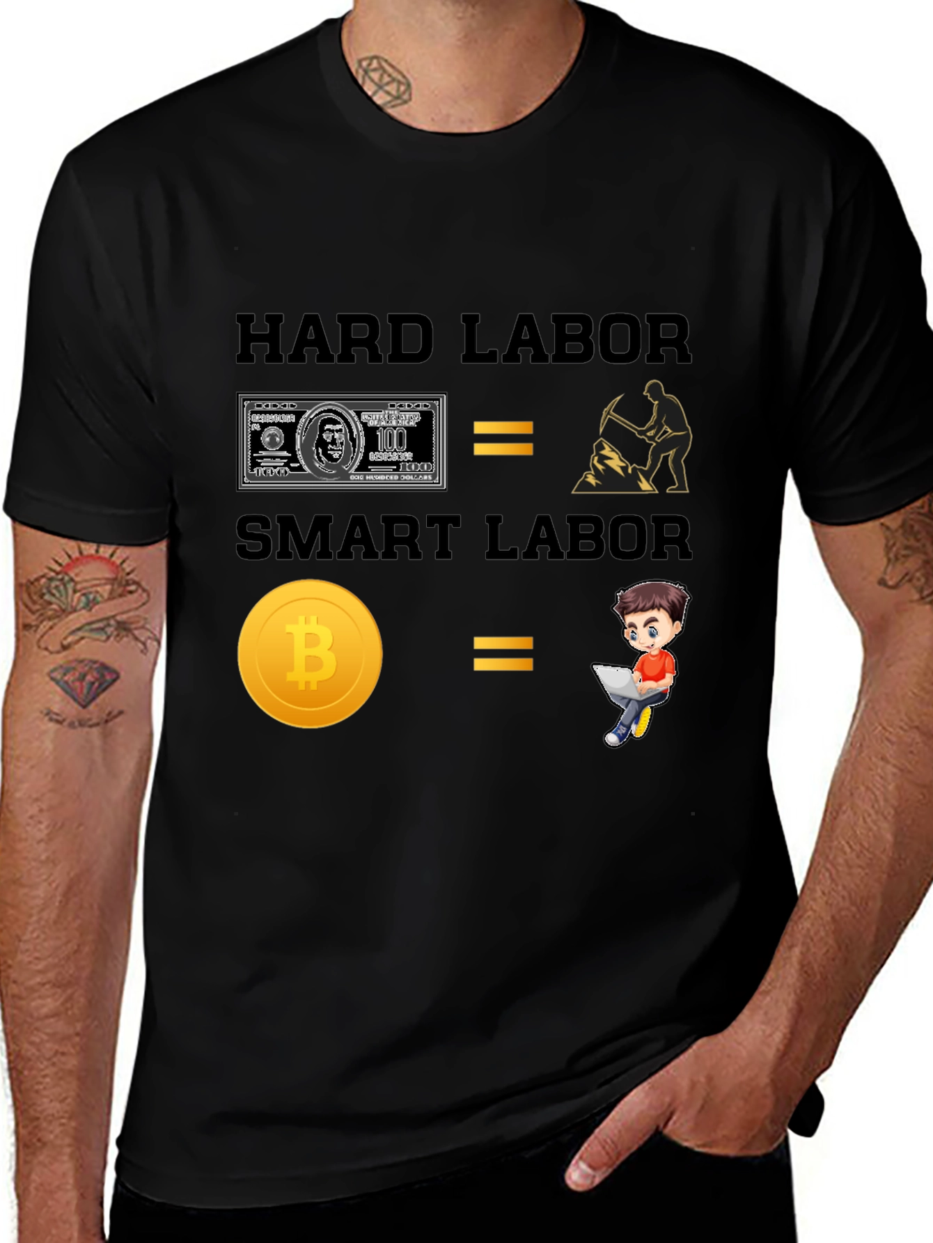 Variant 16 of Hard Labor vs Smart Labor Bitcoin T-Shirt