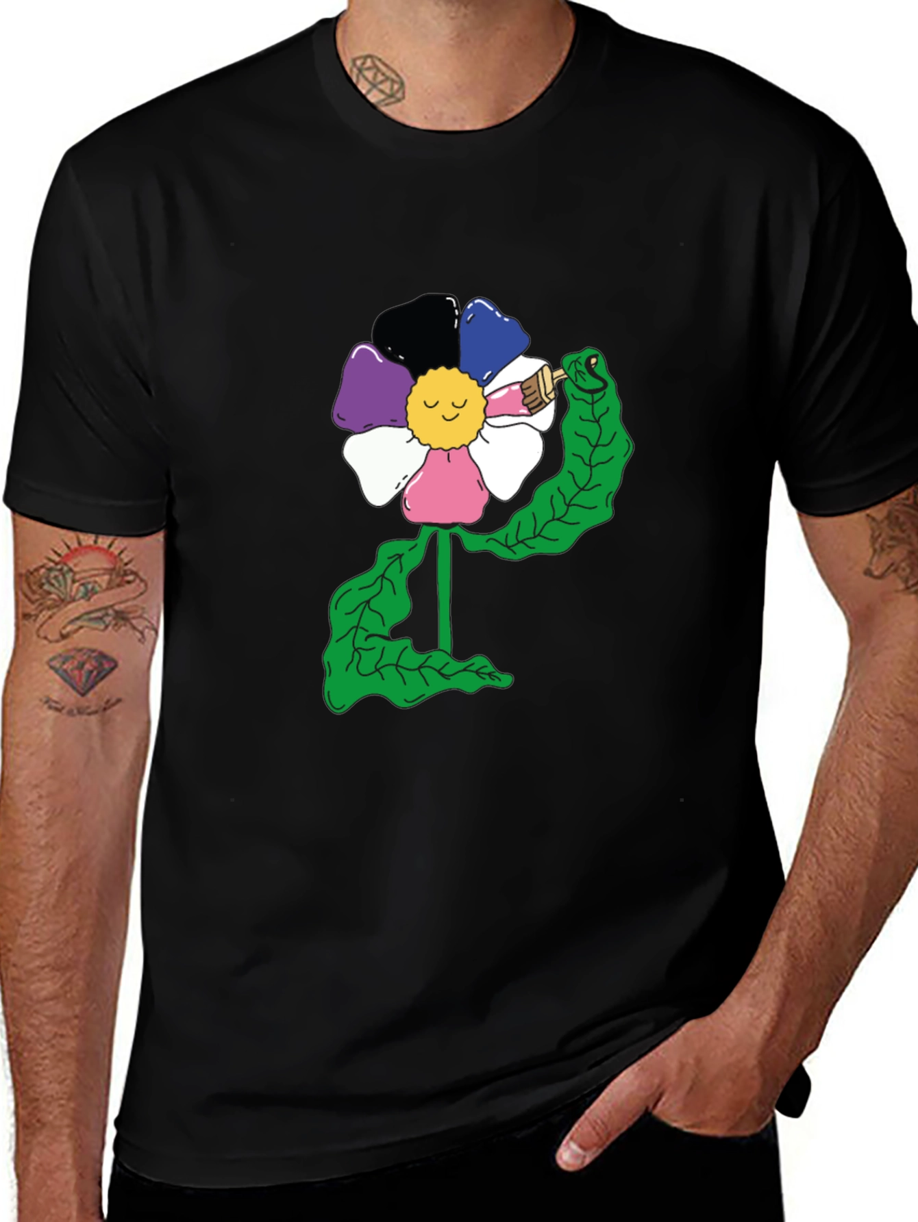 Variant 12 of Colorful Flower Painting T-Shirt