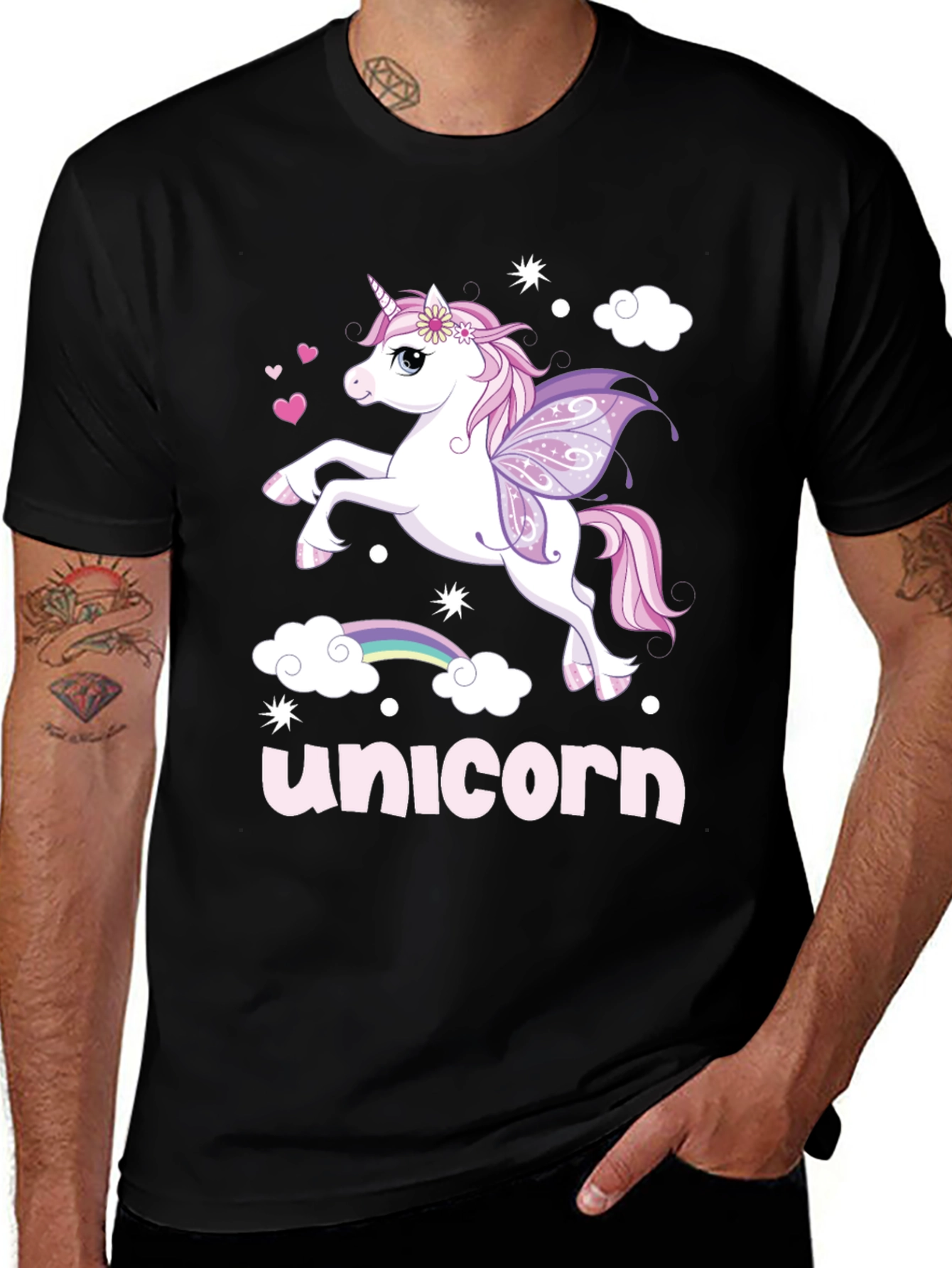 Variant 12 of Unicorn Graphic Print Crew Neck T-Shirt
