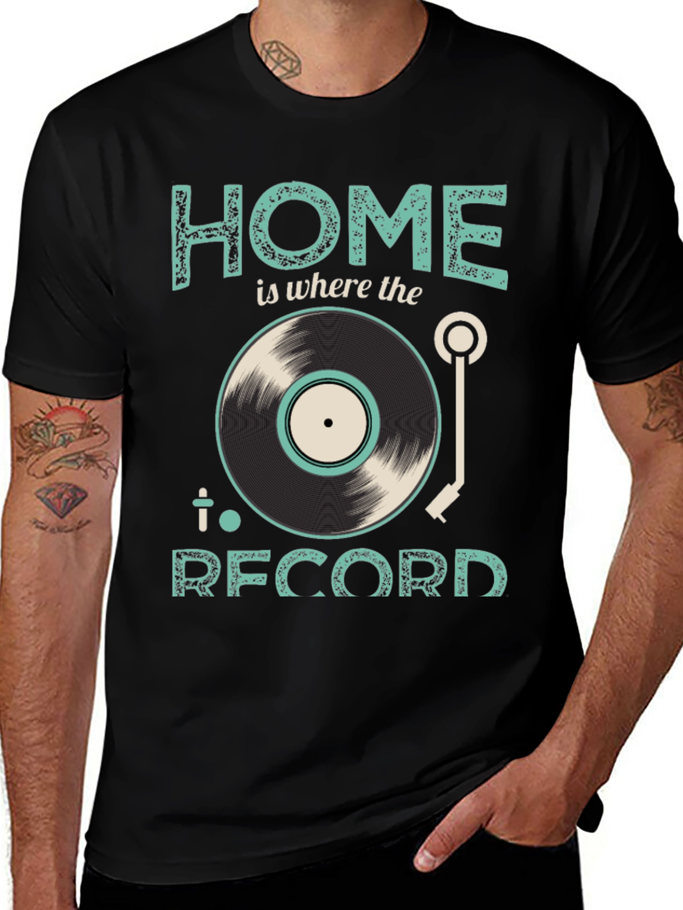 Variant 26 of Home is Where the Record Is Black Tee