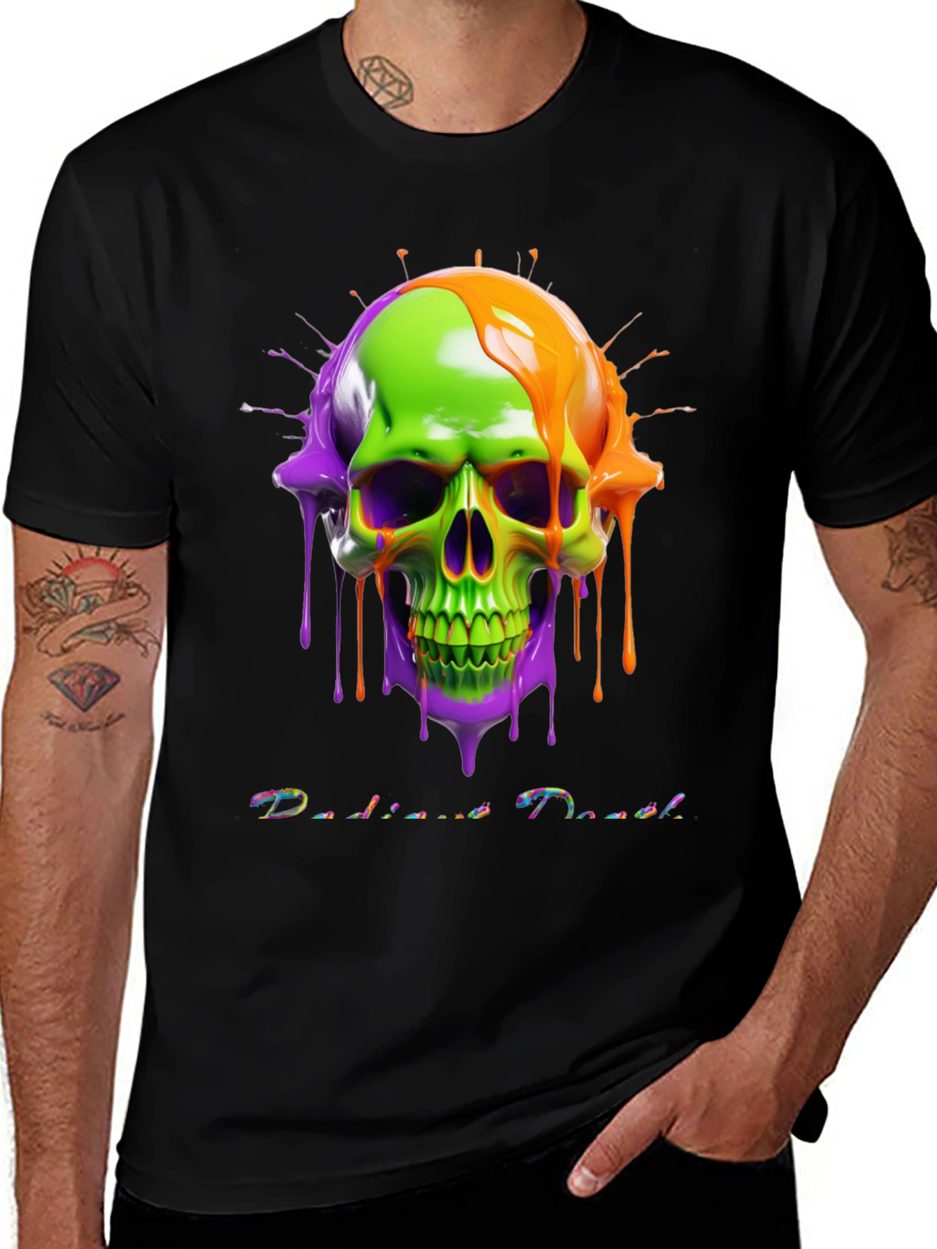 Variant 21 of Radiant Death Tee - Neon Skull Graphic T-Shirt