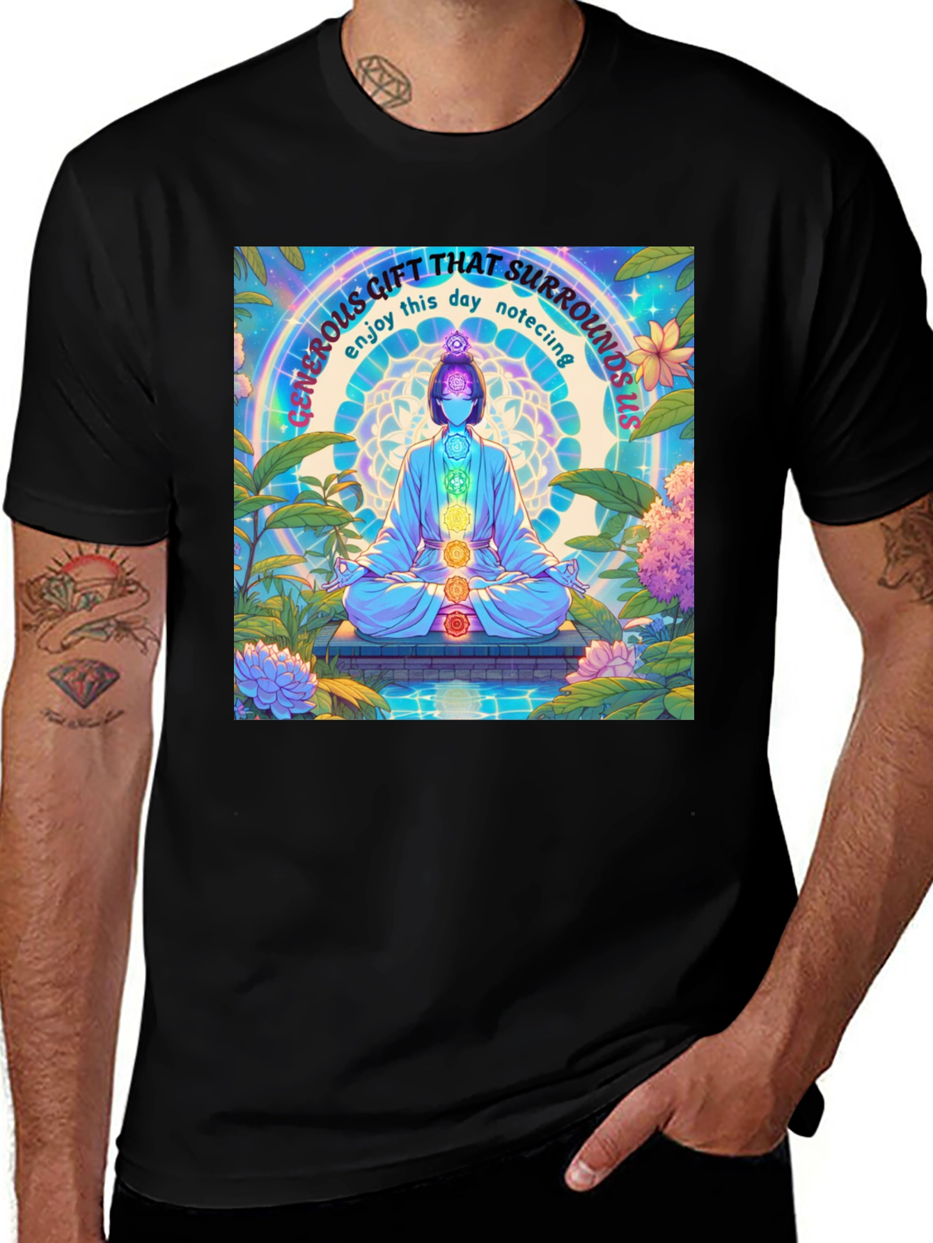 Variant 18 of Mindfulness Chakra T-Shirt - Generous Gift Design