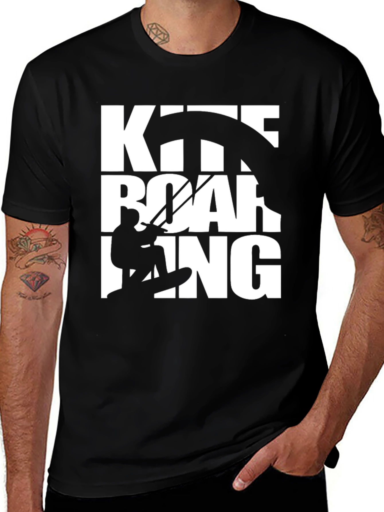 Variant 30 of Kite Boarding Graphic Tee - Black Cotton T-Shirt