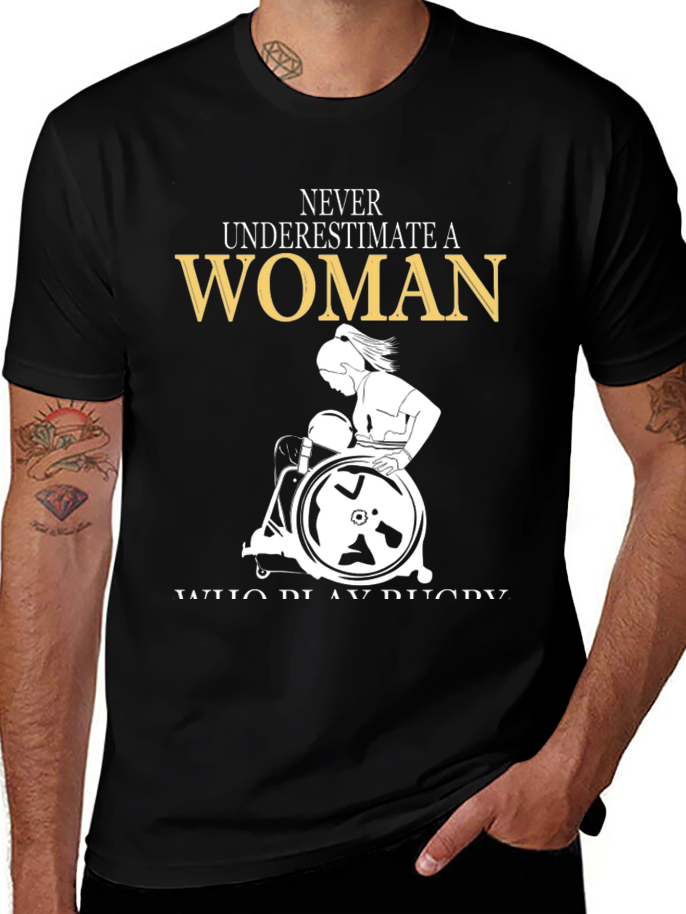 Never Underestimate a Woman Wheelchair Rugby T-Shirt