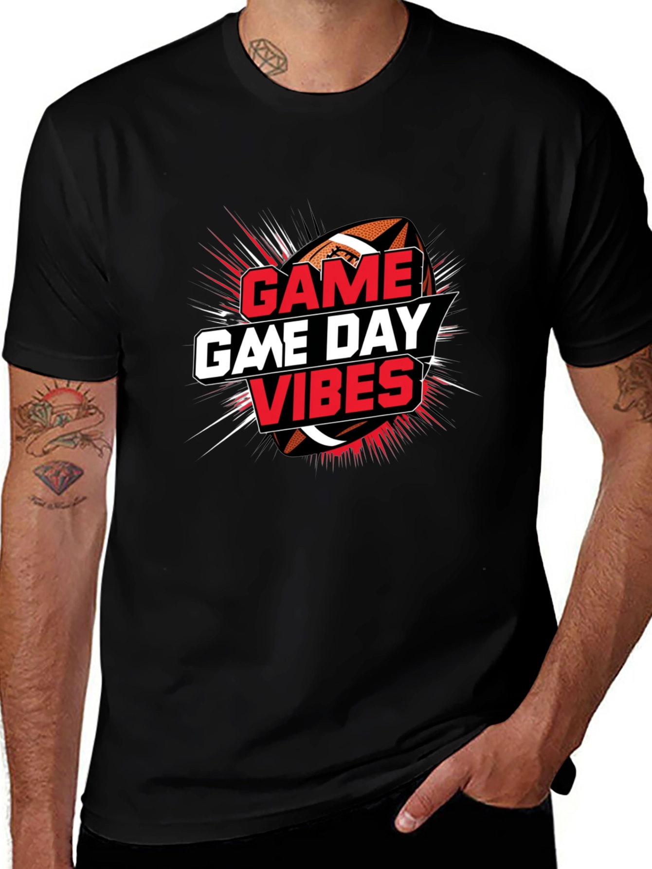 Black Game Day Vibes Football Graphic Tee main image