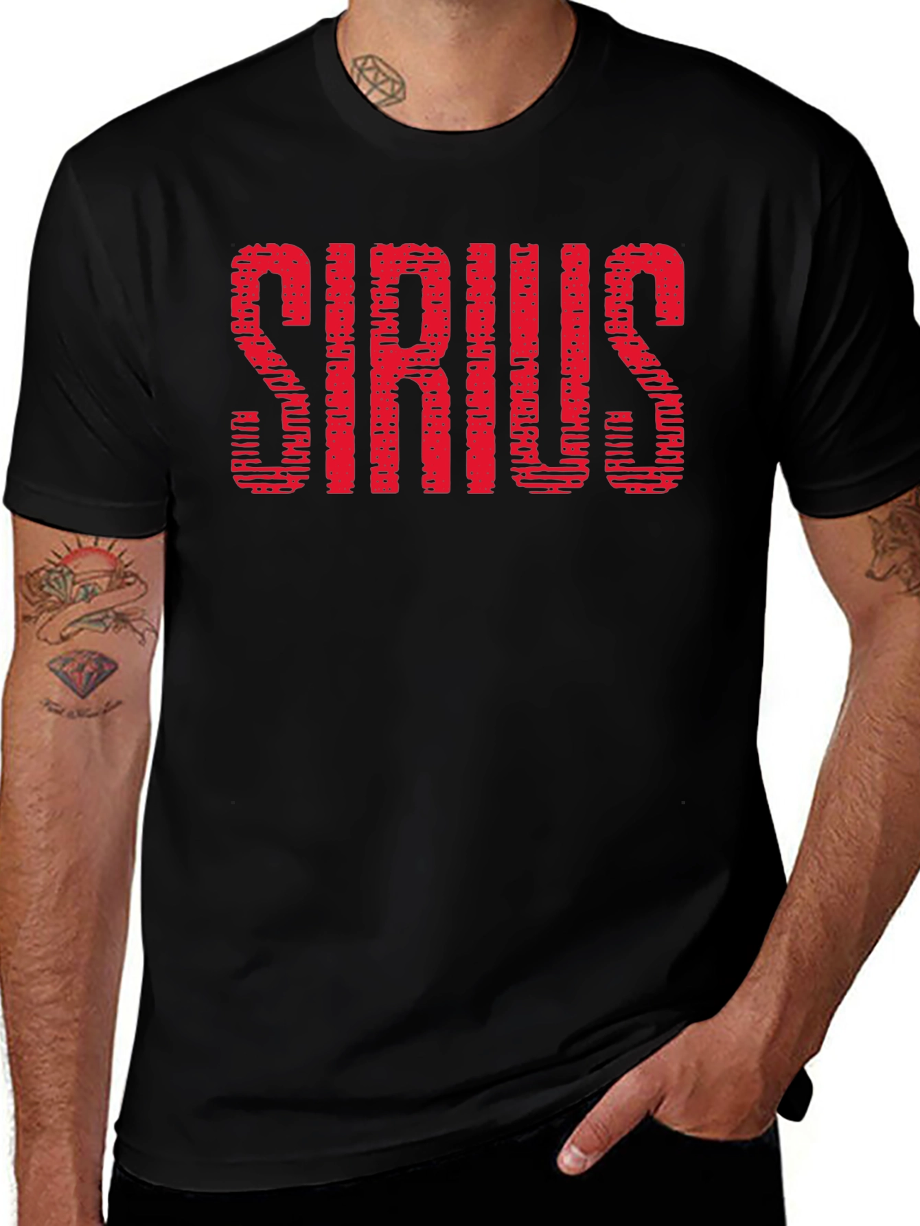 Variant 18 of Sirius Graphic T-Shirt - Bold Red Print on Black Tee