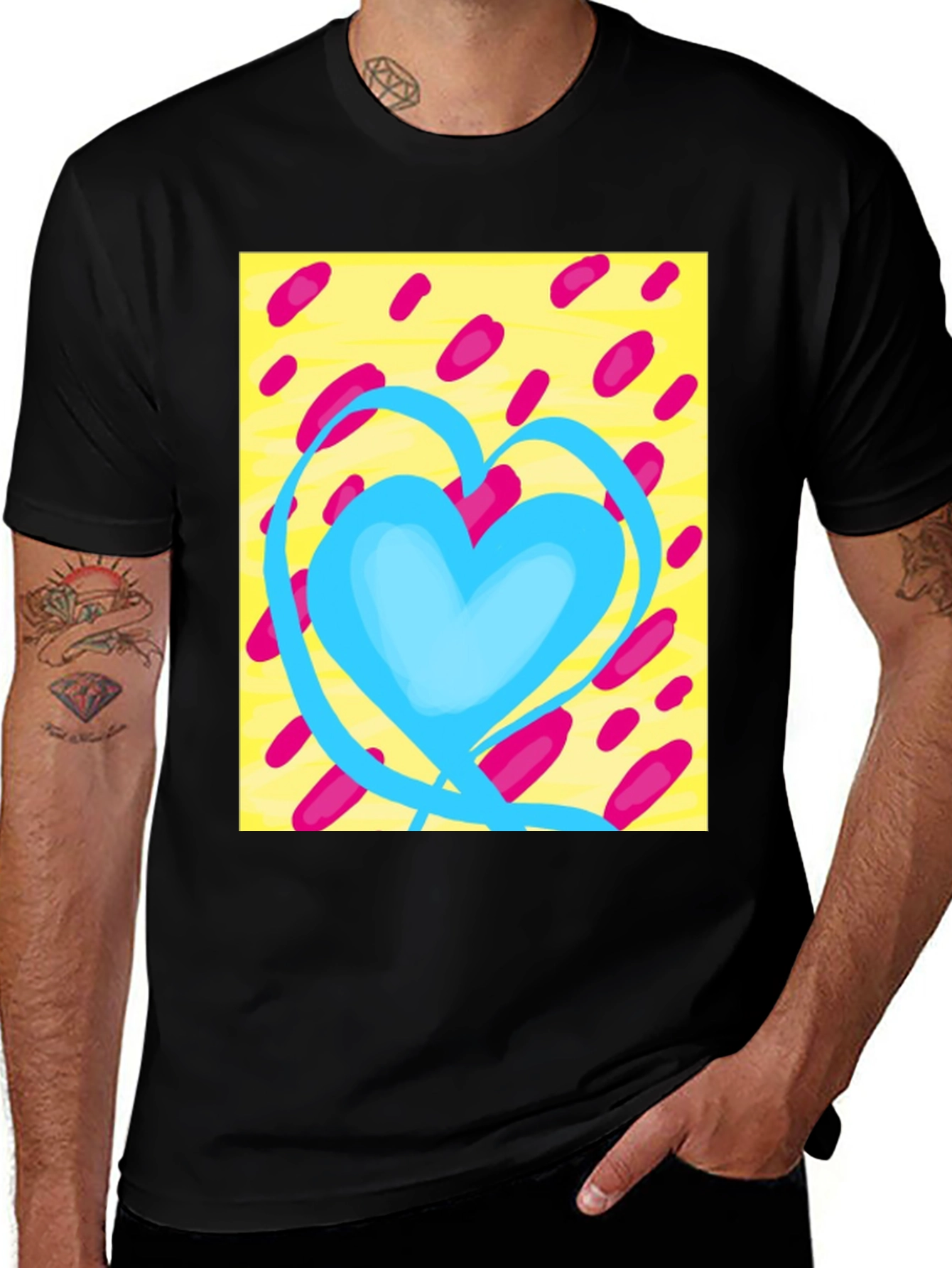 Variant 19 of Funky Heart Graphic Tee - Casual Style