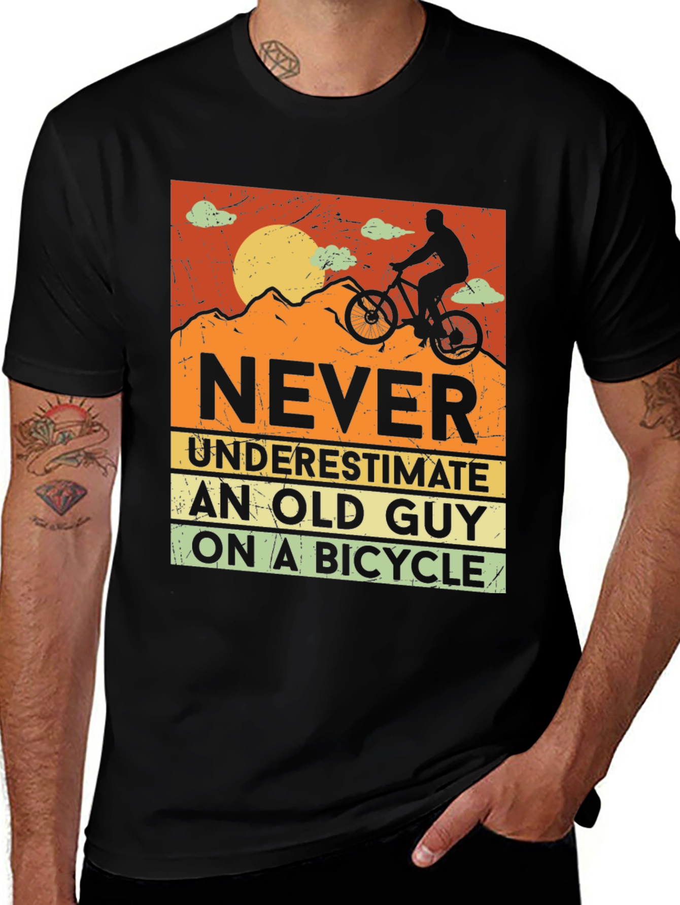 Variant 21 of Never Underestimate Old Guy On A Bicycle T-Shirt