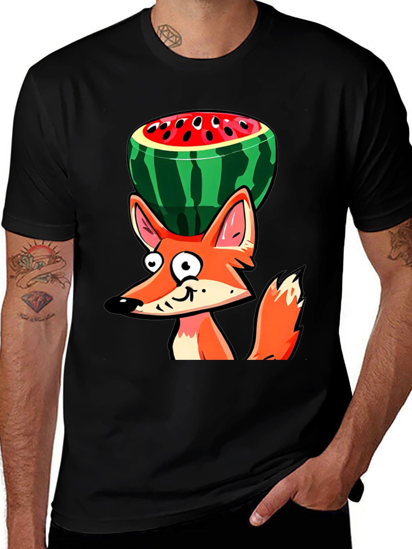 Variant 12 of Funny Fox Watermelon Graphic Tee