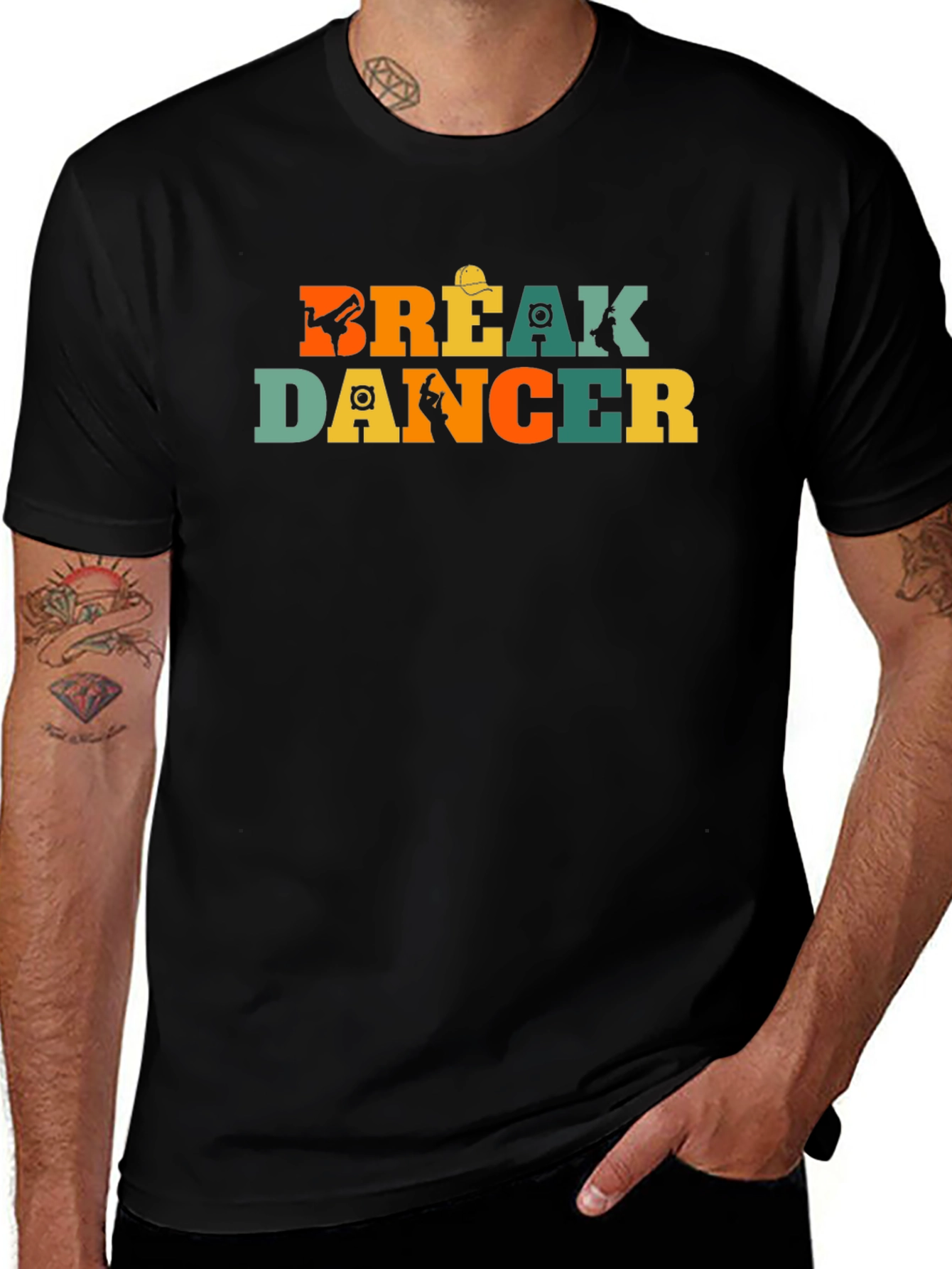 Variant 16 of Retro Breakdancer Tee - Black Graphic T-Shirt