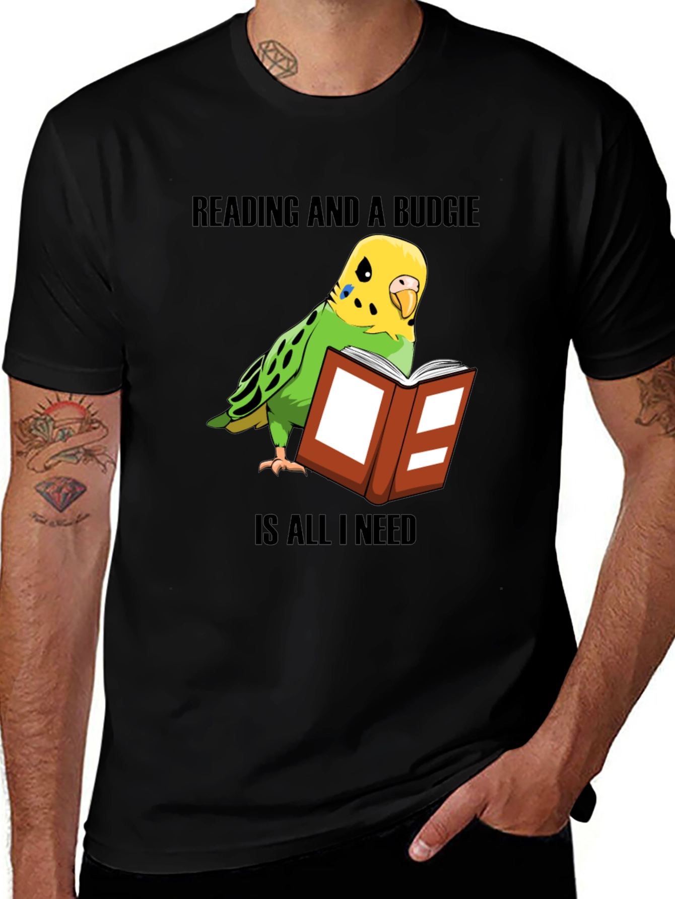 Reading & Budgie T-Shirt: Book Lover, Bird Owner
