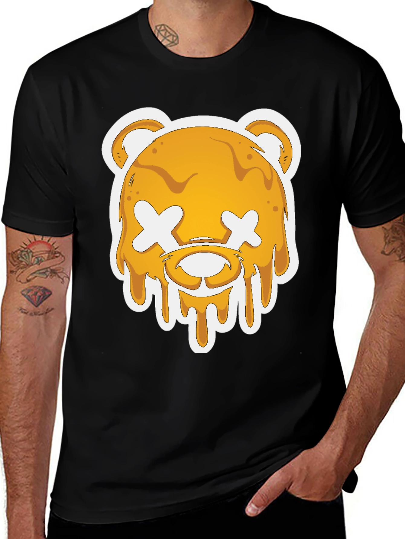 Variant 20 of Honey Drip Bear Graphic Tee - Black