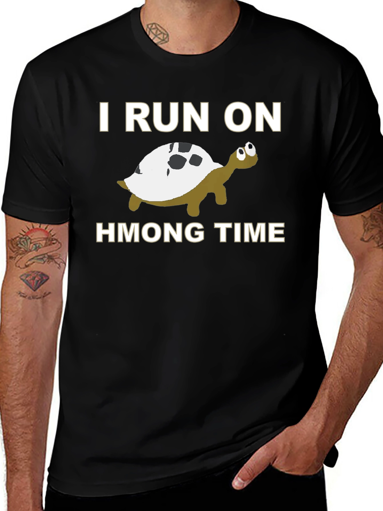 Variant 29 of I Run on Hmong Time Turtle Graphic Tee