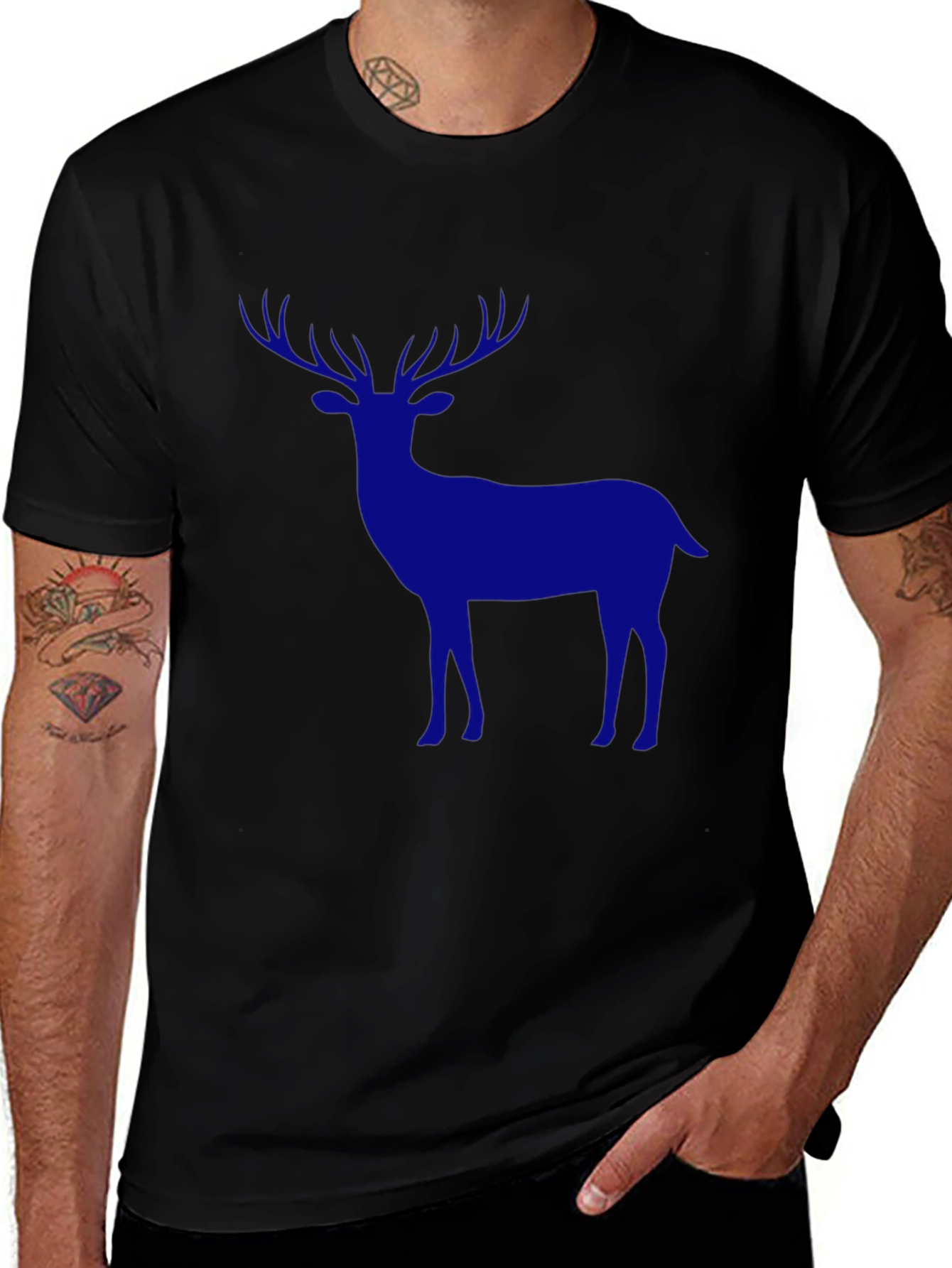Variant 4 of Men's Black Deer Graphic Tee - Classic Fit