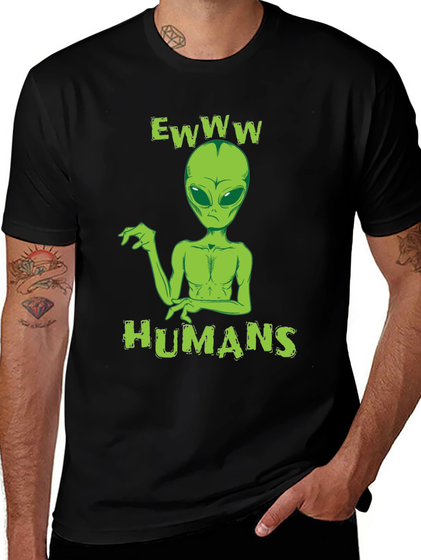 Ewww Humans Alien Graphic Tee - Funny T-Shirt