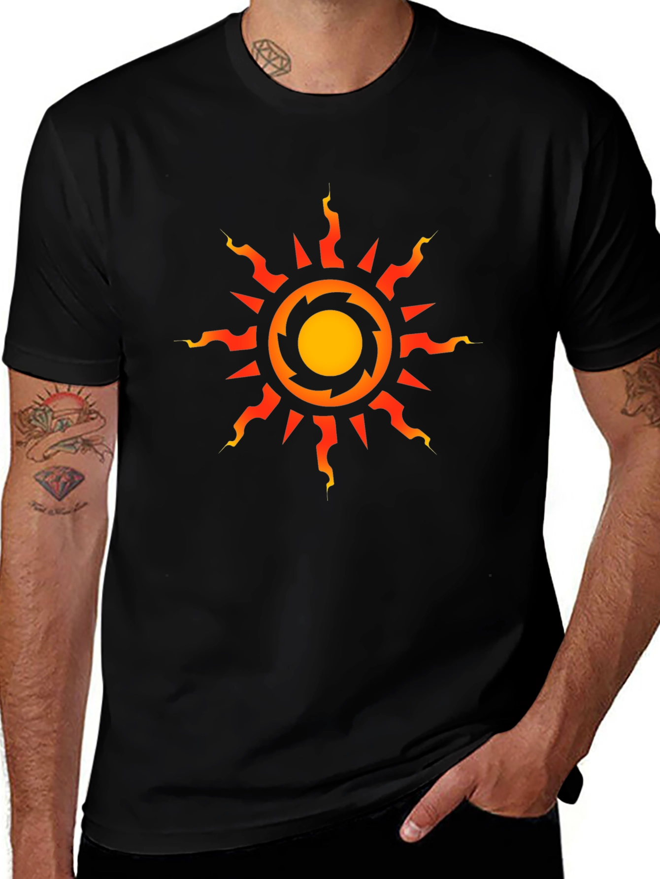 Variant 23 of Sunburst Graphic Black T-Shirt - Bold & Stylish