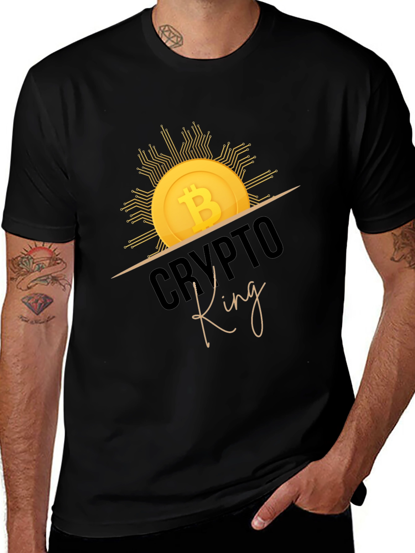 Crypto King Bitcoin Graphic Tee - Black Cotton Shirt