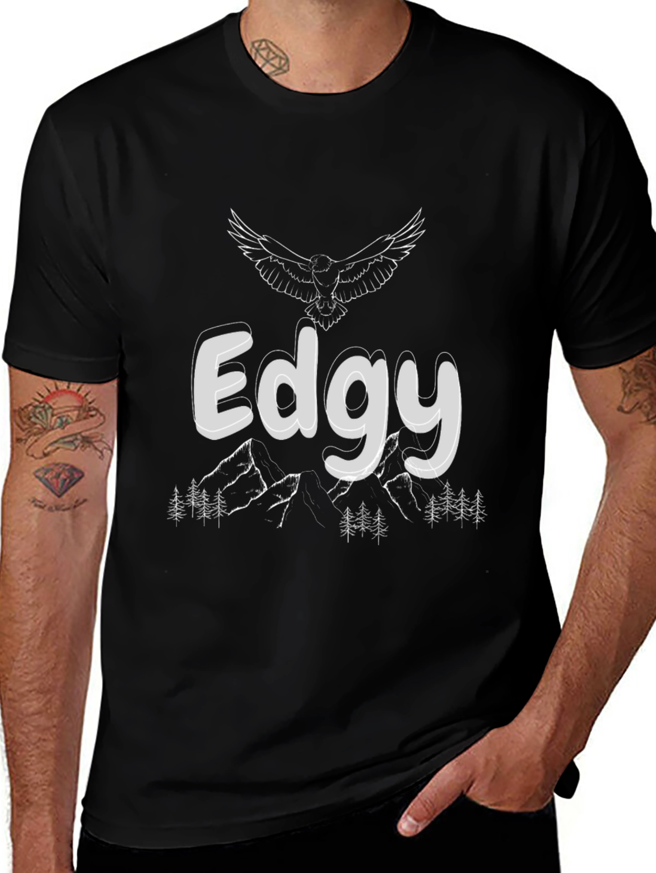 Variant 26 of Edgy Graphic Print Black T-Shirt