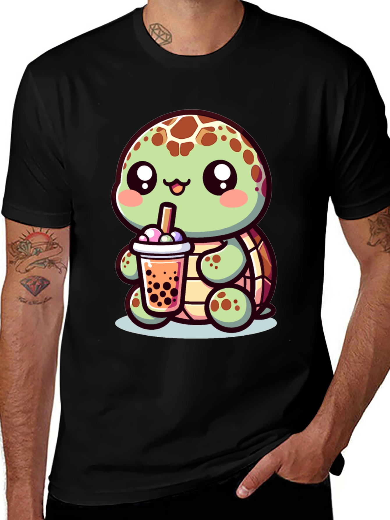 Variant 26 of Cute Turtle Boba Tea Graphic Tee