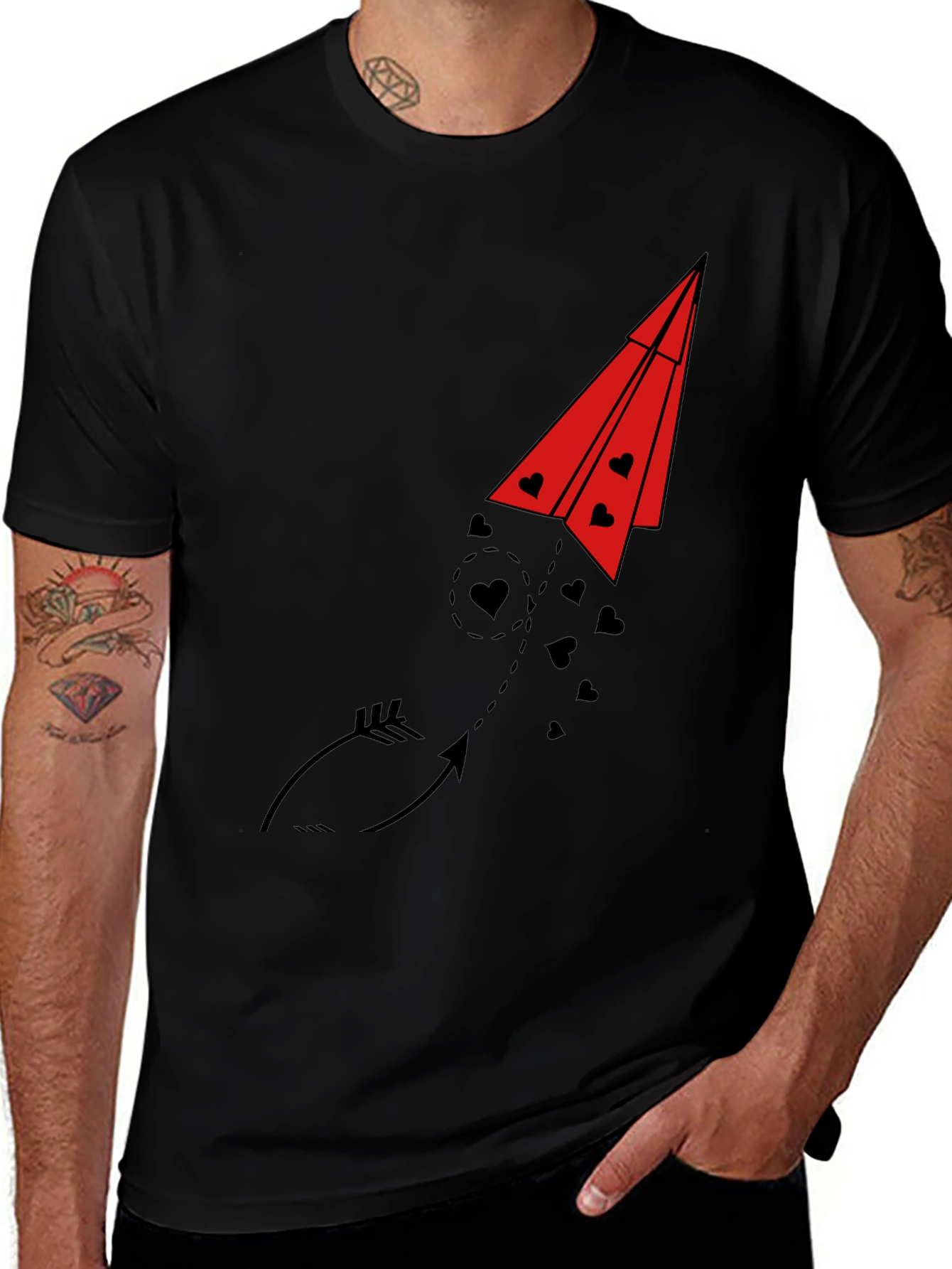 Variant 17 of Heart Arrow Paper Airplane Graphic Tee