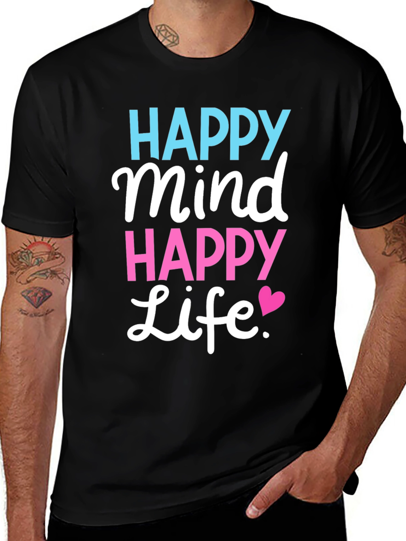 Variant 13 of Happy Mind Happy Life Black T-Shirt