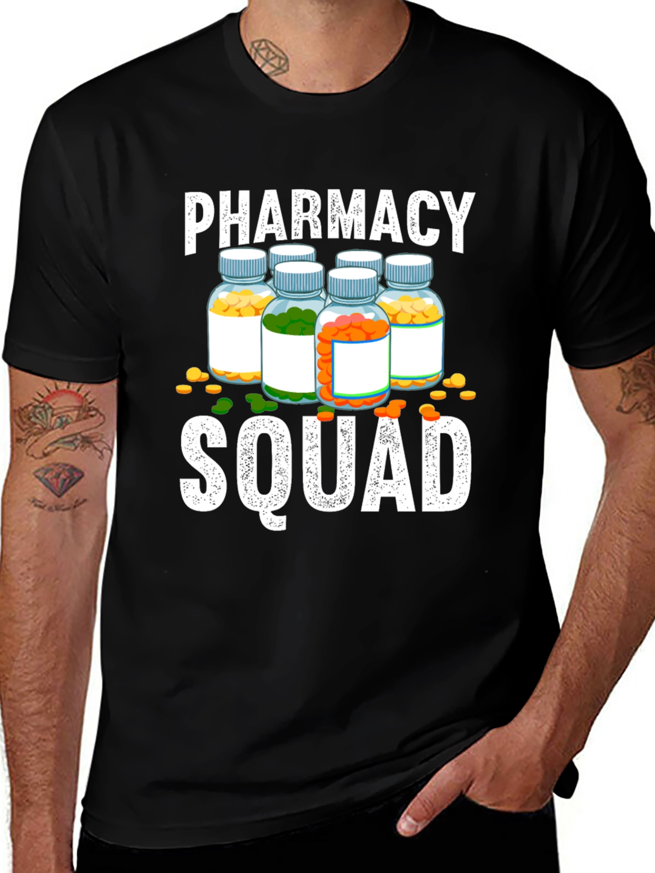 Variant 11 of Pharmacy Squad T-Shirt - Pill Bottle Design