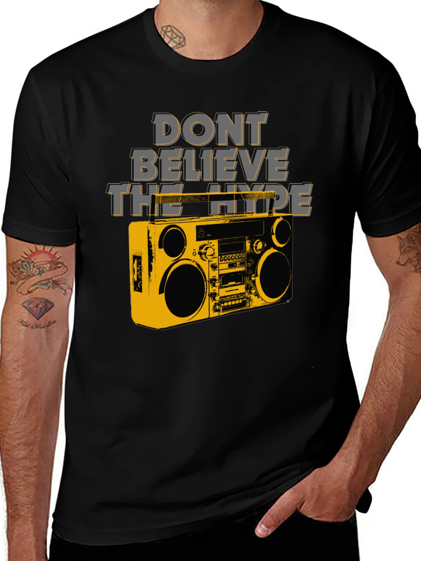 Variant 26 of Don't Believe the Hype Boombox Graphic Tee