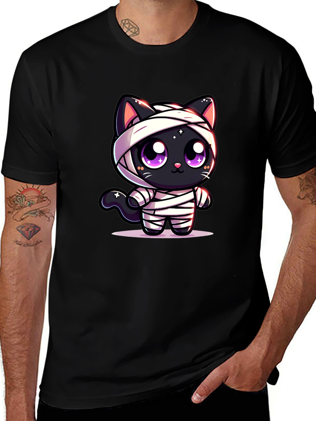 Variant 23 of Cute Mummy Cat Graphic T-Shirt - Halloween Style