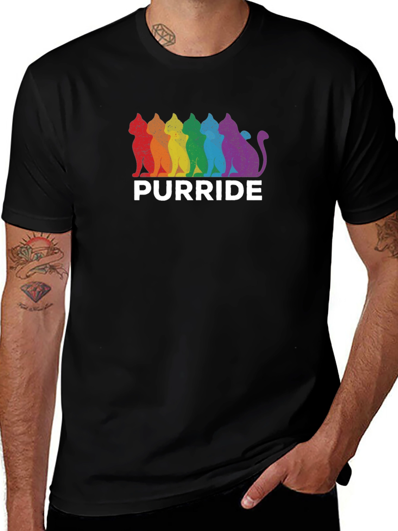 Pride Purride T-Shirt - Rainbow Cat LGBTQ Tee