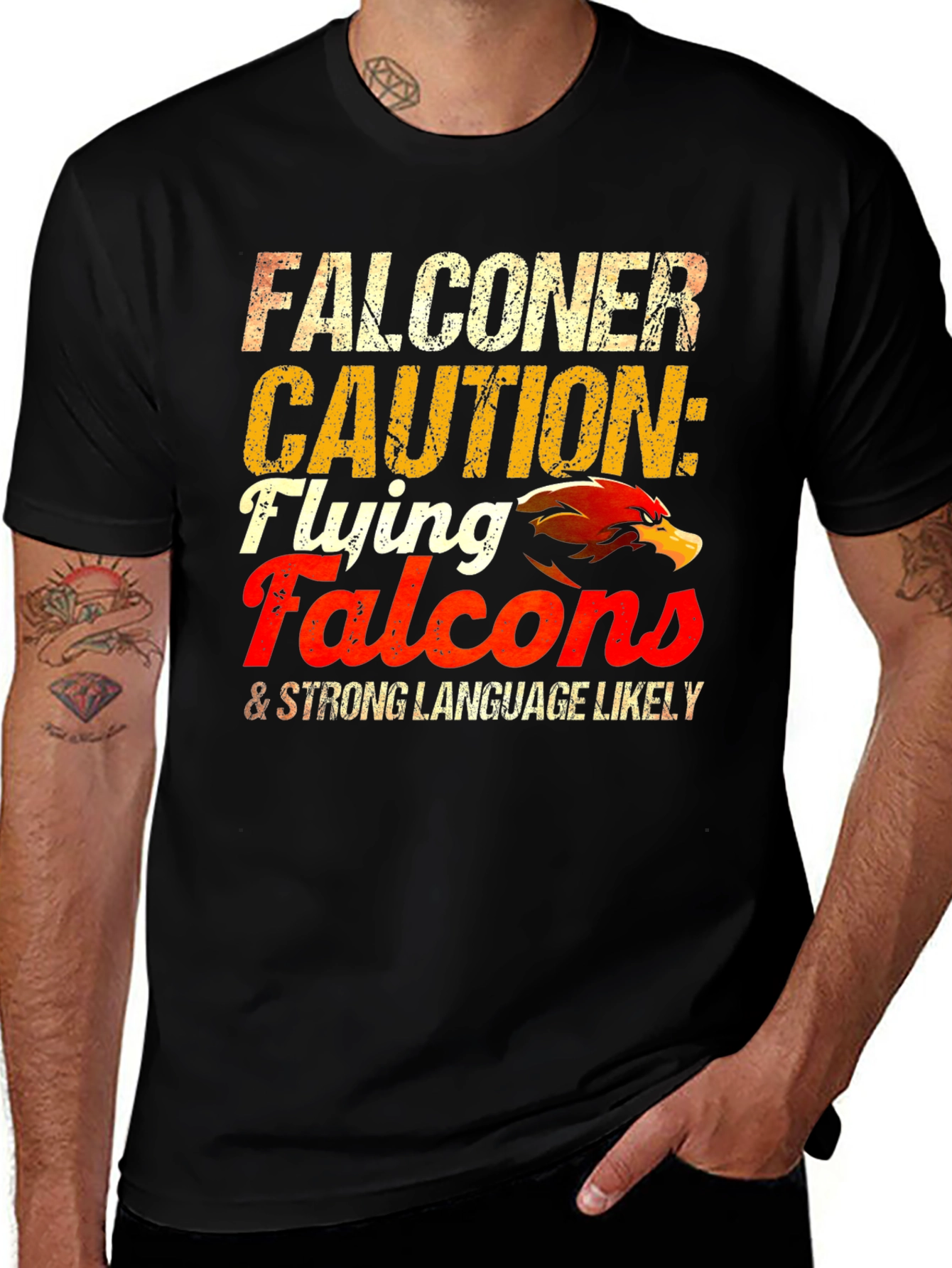 Variant 19 of Falconer T-Shirt: Flying Falcons & Strong Language Likely