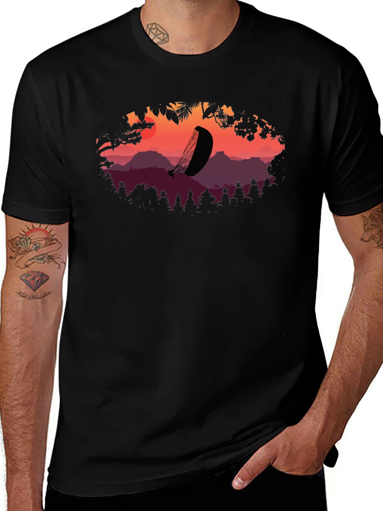 Variant 30 of Sunset Paragliding Graphic Tee - Black