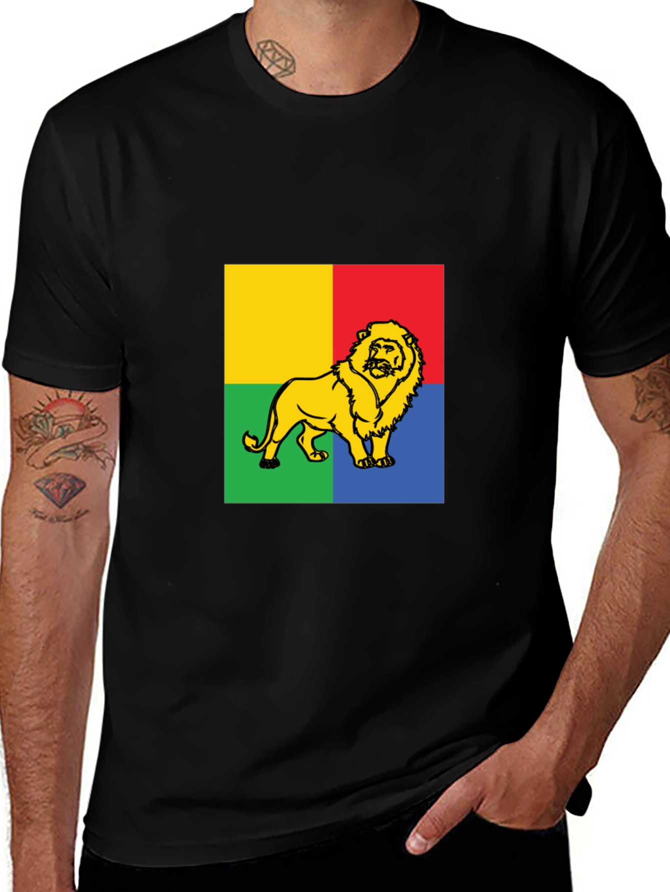 Variant 29 of Lion Reggae T-Shirt - Colorful Rasta Lion Design