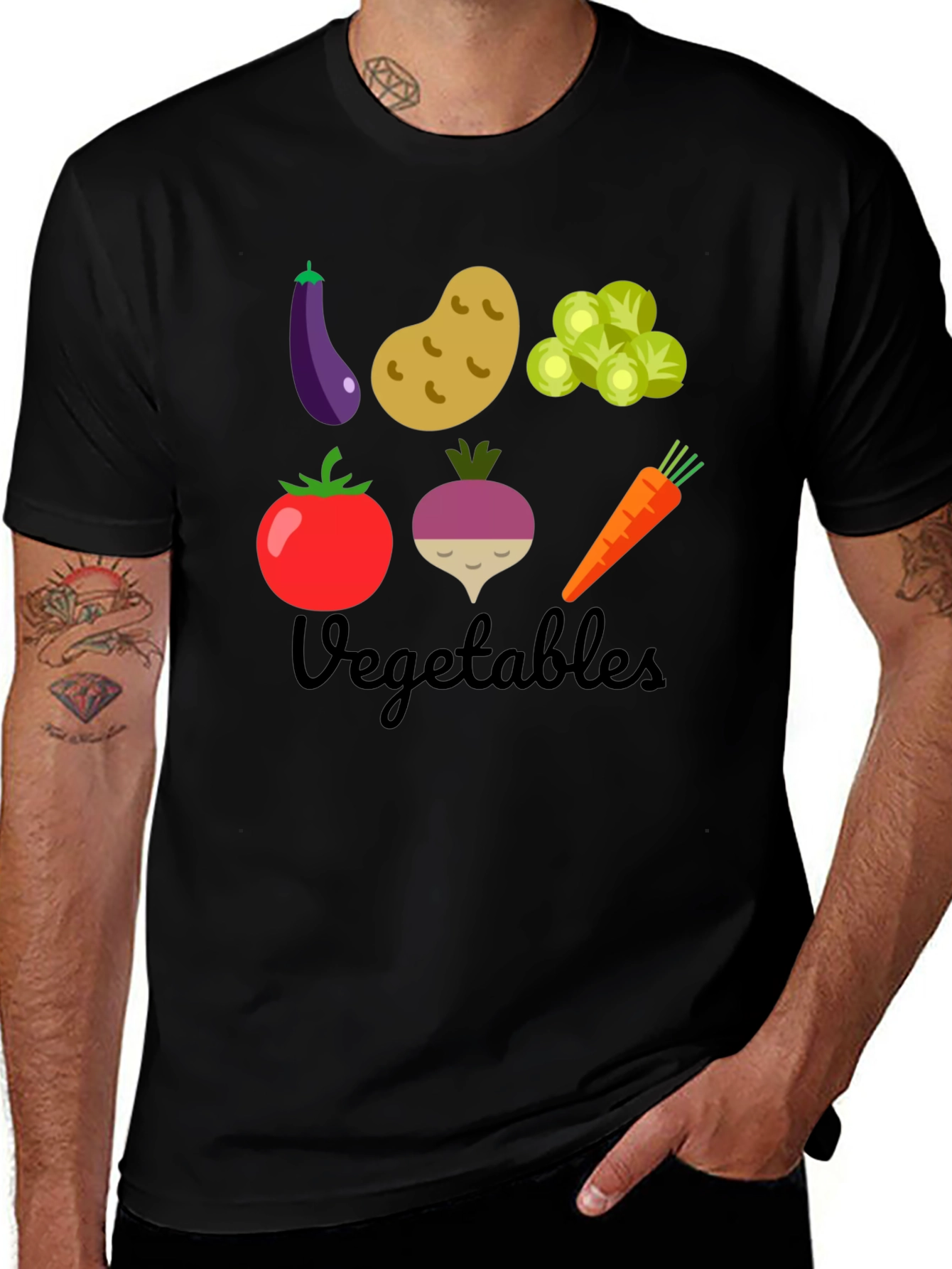Variant 5 of Vegetables Graphic T-Shirt - Black