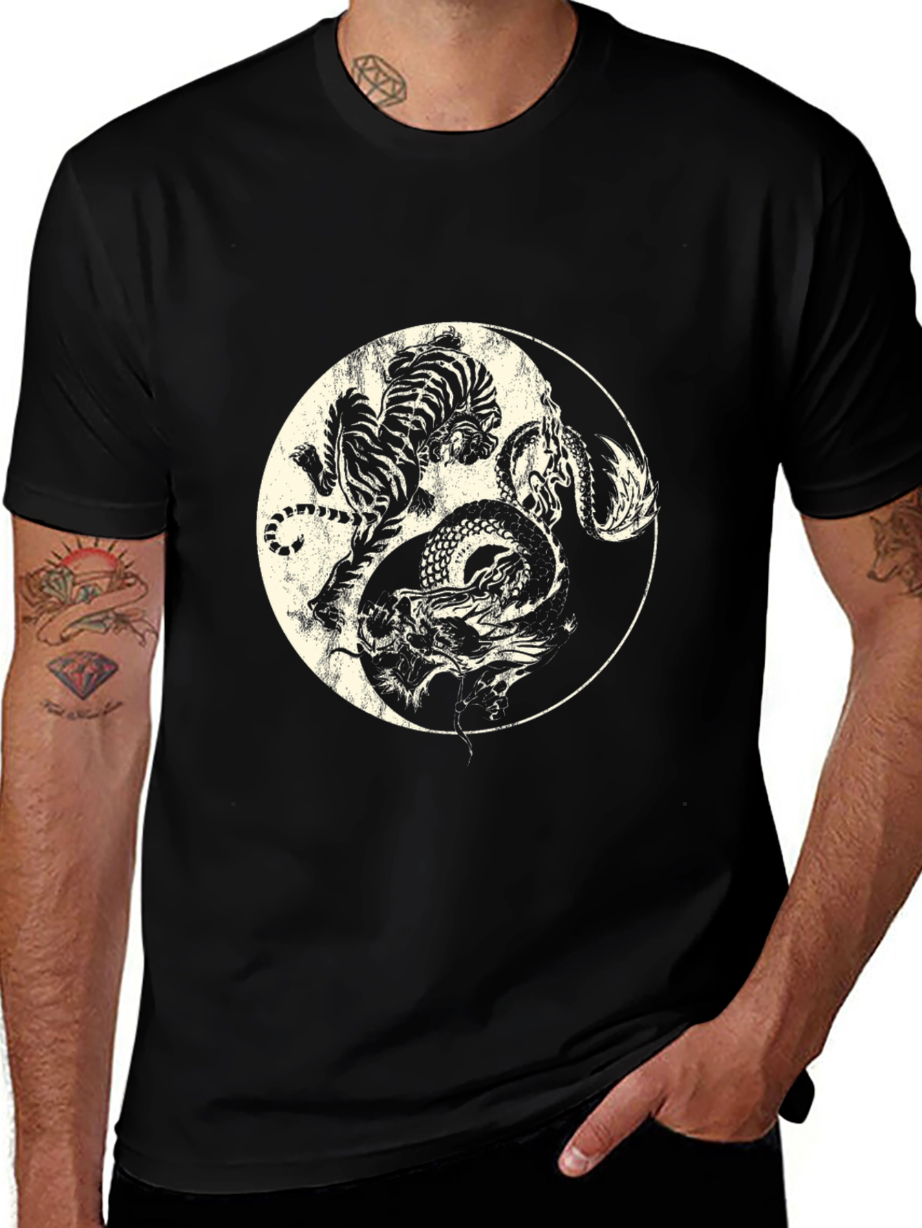 Variant 27 of Yin Yang Tiger & Dragon Graphic Tee