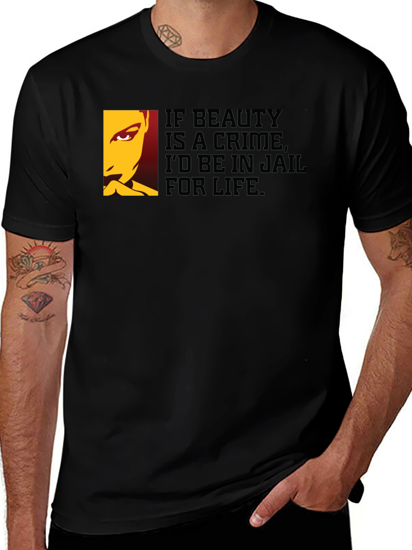 Variant 9 of Beauty Crime Graphic Tee - Jail for Life Funny T-Shirt