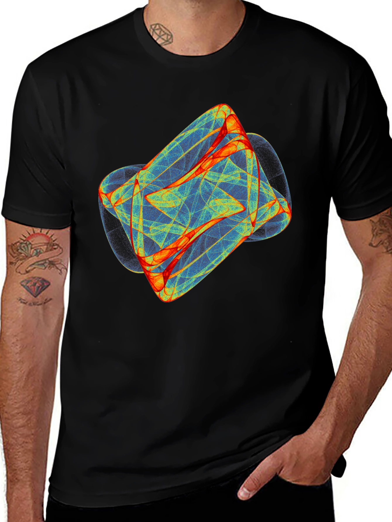 Variant 27 of Abstract Graphic Print Black T-Shirt