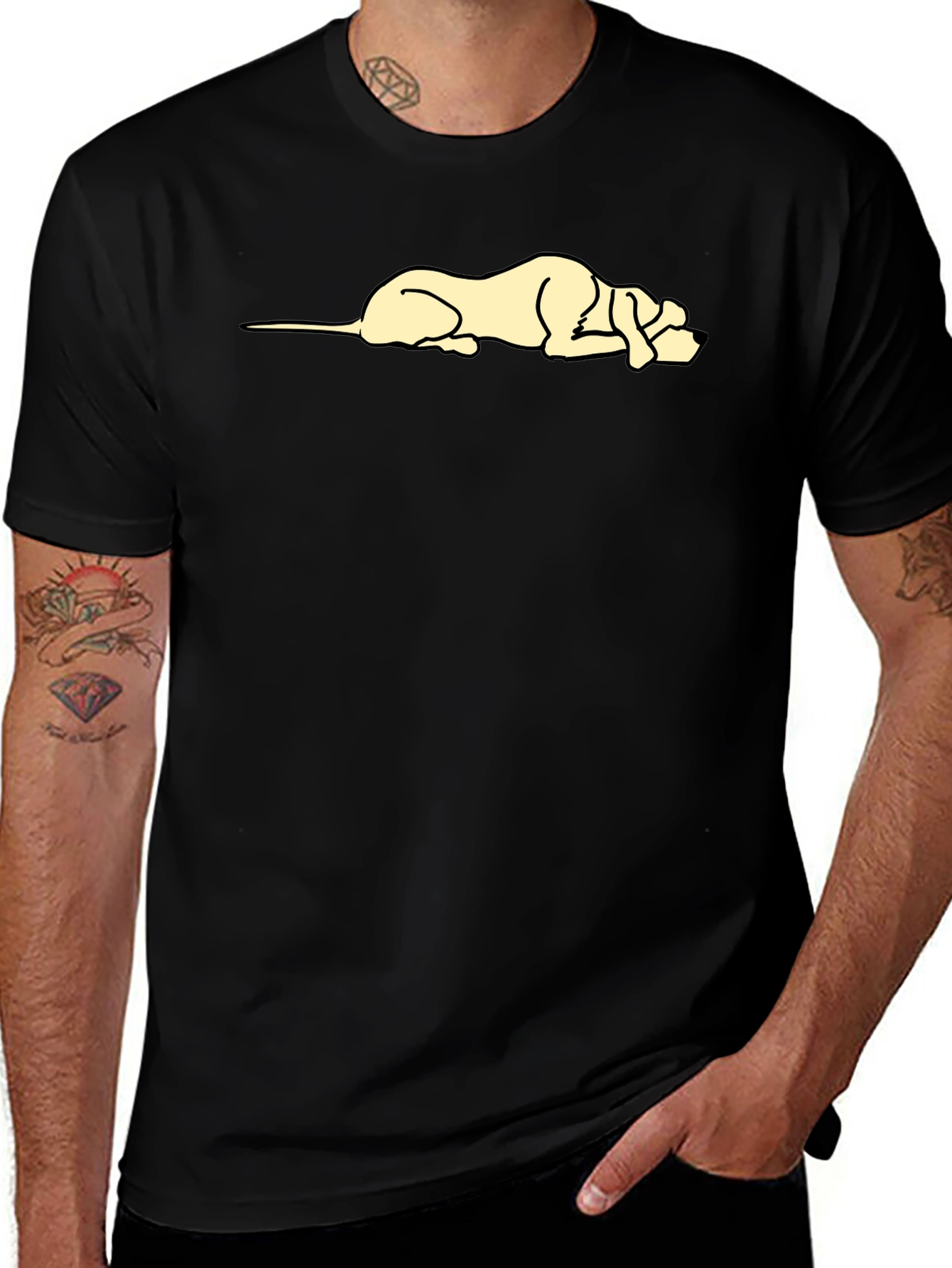Variant 15 of Lazy Dog Graphic Tee - Unisex Black T-Shirt