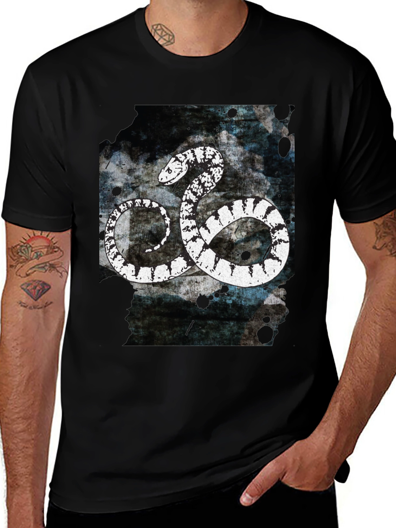 Variant 6 of Snake Graphic Tee - Black Cotton T-Shirt
