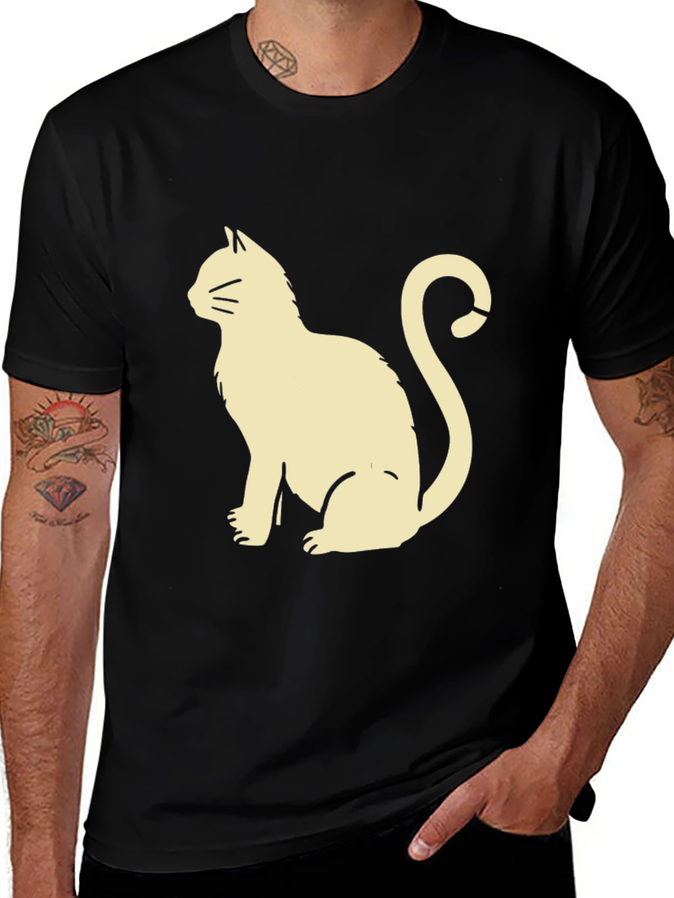 Variant 13 of Cool Cat Graphic Tee - Black Cotton T-Shirt