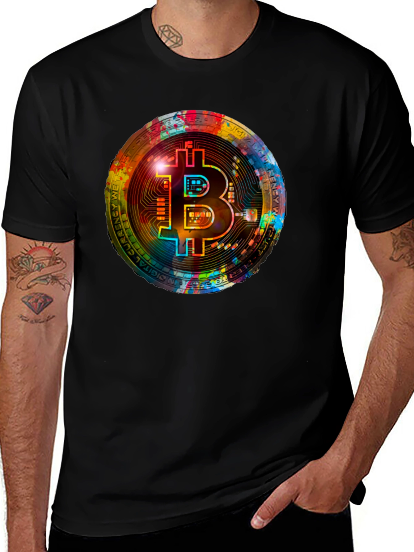 Variant 2 of Bitcoin Crypto Art Graphic Tee - Black